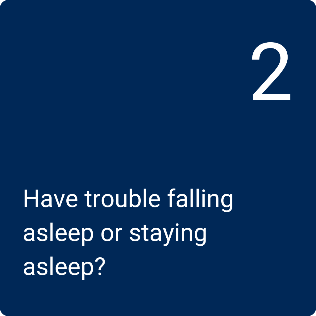 Q2: Have trouble falling asleep or staying asleep?