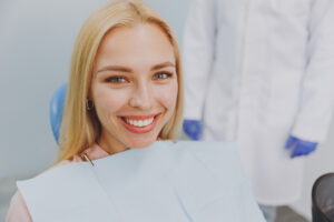 woman comfortable in dental office dental sedation concept